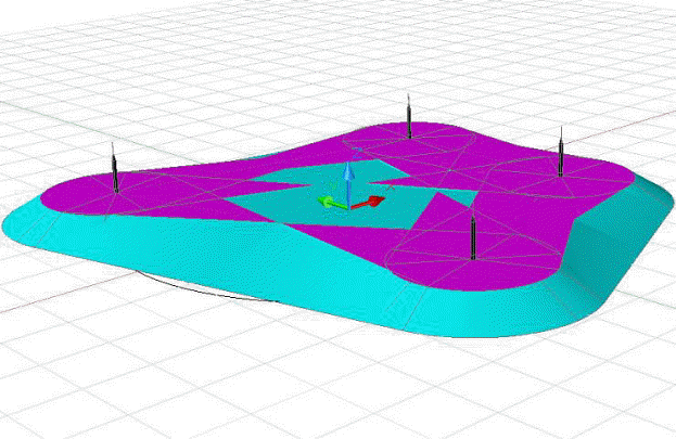 Контур сечения на заданной высоте в режиме 3D