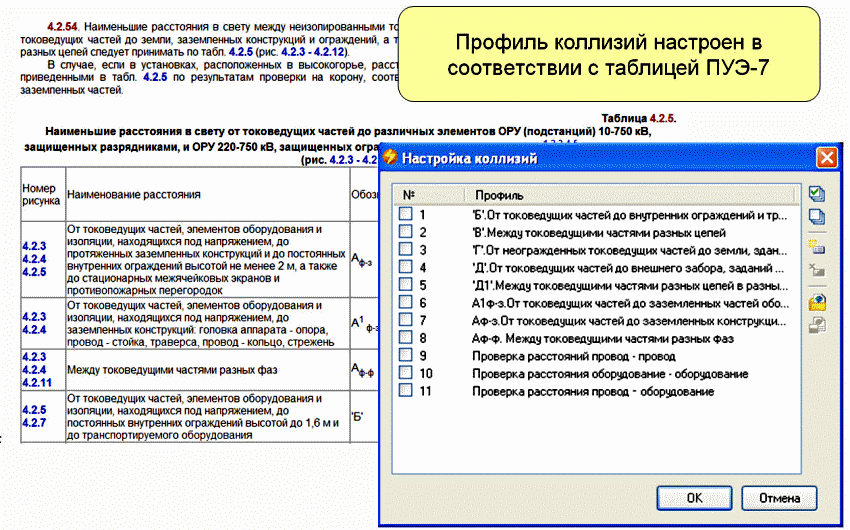 Настройка профиля коллизий