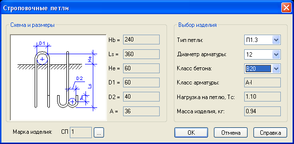 Формирование марки строповочной петли